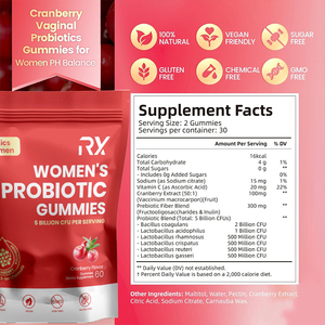 Gummies prébiotiques <span class=keywords><strong>et</strong></span> probiotiques pour femmes adultes, saveur fraise, 5 milliards, original, vente en gros - Product Image 2