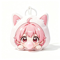Porte-clés personnalisé Vigreat en forme de chat mignon, en peluche soufflant des bulles, jouet anti-stress pour filles et adolescentes, vente en gros