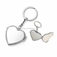 Leather Round Mirror Keychain With Fashionable Design Portable