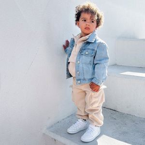 Veste en jean délavée bleu clair pour enfants, style décontracté, nouvelle collection LTH, pour bébés garçons et filles - Product Image 2