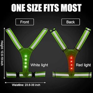 Gilet riflettente ricaricabile USB ad alta visibilità verde Outdoor Walking Running bike gilet di sicurezza da notte torcia per uomo/donna - Product Image 2