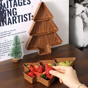 Assiette de service réutilisable en plastique à motif bois de Noël, pour fruits, noix et bonbons, idéale pour les réceptions de Noël à la maison - Product Image 4