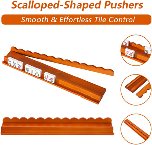 Scalloped-Shaped Wooden Mahjong Pushers Smooth Tile Control Classic Game Accessory - Product Image 1