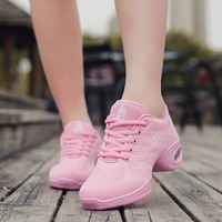 Chaussures de danse jazz modernes pour femmes, légères, avec talon coussiné, empeigne en mesh et PU, chaussures de danse durables