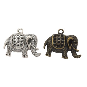 Ciondolo Elefante Testurizzato con Strass in Montatura a Sella, in Lega Argento Anticato, per Talismano <span class=keywords><strong>Portafortuna</strong></span> da Viaggio - Product Image 4