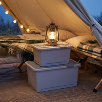 Boîte de rangement en plastique pour camping Van Life WONFUN, avec couvercle, empilable, rectangulaire, pour la salle de bain