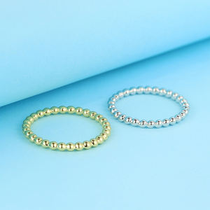 Kirin Juwelen Fijne Rekbare 14K Goud Gevulde <span class=keywords><strong>Spacer</strong></span> Kraal Stapelbare 925 Zilveren Vinger <span class=keywords><strong>Ring</strong></span> - Product Image 2