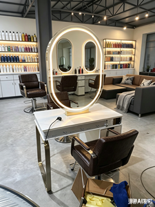 Bureau de Salon de <span class=keywords><strong>manucure</strong></span> à Triple ongles, de Style français classique, de couleur grise, bureau de réception d'ongles, 5 ans d'utilisation, <span class=keywords><strong>2022</strong></span> - Product Image 3