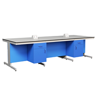 Plan de travail de laboratoire en résine époxy avec cadre en acier et prise électrique, table de travail de laboratoire, postes de travail ESD robustes