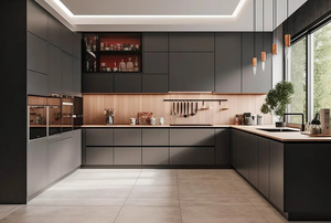 خزائن مطبخ حديثة منزلية مصنوعة حسب الطلب من الميلامين cbmmmall - Product Image 2