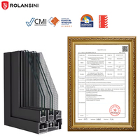 Ventana Abatible de Doble Acristalamiento de Estilo Europeo Francés Rolansini, de Aleación de Aluminio y Vidrio Templado, con Certificación ISO9001, para Apartamentos