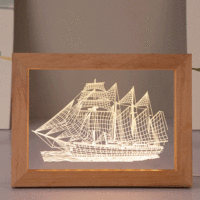 Vente en gros de cadres photo en bois acrylique graffiti 3D LED affichage décoratif cadre photo en bois de hêtre veilleuse
