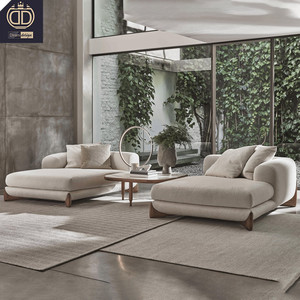 Sillón <span class=keywords><strong>Chaise</strong></span> <span class=keywords><strong>Longue</strong></span> de <span class=keywords><strong>Diseño</strong></span> Nórdico Wabi-Sabi, Tapizado en Tela Gris, Estilo Moderno <span class=keywords><strong>Italiano</strong></span> de Lujo - Product Image 1