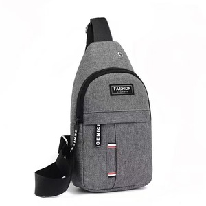 Sac de poitrine pour hommes en tissu Oxford, sac à bandoulière décontracté pour voyage, couleur unie gris noir bleu - Product Image 3
