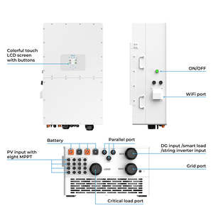 Stock UE pour <span class=keywords><strong>SUN</strong></span>-10K-SG01HP3-EU-AM2 Onduleur solaire hybride 10 kW Triphasé Haute tension Monophasé Efficacité 98% IP65 Solaire domestique - Product Image 6