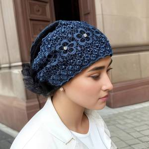 Pañuelo étnico de satén de inspiración india para mujeres musulmanas, gorro para dormir anticaída del cabello para damas, con pañuelo de seda envuelto. - Product Image 5