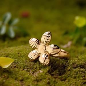 Fashion <b>Rings</b> 316L Stainless Steel PVD Gold Plating Sustainable Resistant Flower Design <b>Ring</b> - Product Image 3