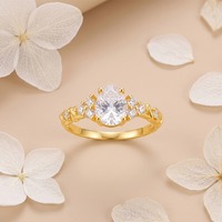 Cincin Perak Halus 925 Perak Berlapis Emas Perhiasan Halus Potongan Pir 6A Mossanite Zircon Cincin Tumpuk Hadiah Cincin Pertunangan untuk Wanita