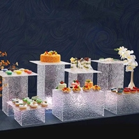 Présentoirs de buffet en acrylique transparents, grands, noirs et blancs, en forme de cube, pour la restauration, présentoirs de nourriture surélevés, pour les fêtes