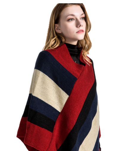 Модный однотонный вязаный уютный теплый пуловер raschel в полоску, свитер, зимнее женское зимнее пончо