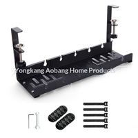 Pince de gestion de câbles sous bureau moderne en acier au carbone, extensible et rétractable, sans perçage, pour multiprises et câbles, 22 pouces