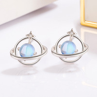 Belle mode rêve planète pierre de lune pendentif collier boucles d'oreilles ensemble femmes quotidien accessoires à la mode cadeaux de fête en gros