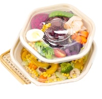 Bols jetables biodégradables pour salades et soupes, personnalisables, compatibles micro-ondes, avec couvercles, en pulpe de bagasse de canne à sucre, pour les fêtes