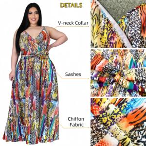 Nuevo Vestido Casual con Estampado Floral <span class=keywords><strong>para</strong></span> Mujer, Vestido de Verano sin Mangas con Tirantes, Vestido Africano <span class=keywords><strong>para</strong></span> Mujer, Tallas Grandes, Vestidos con Corte en A - Product Image 4