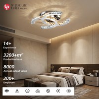 Plafonnier LED moderne minimaliste doré blanc chaud à intensité variable, design élégant et unique à double anneau en cristal, lustres suspendus