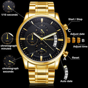 BOAMIGO nouvelle montre à Quartz <span class=keywords><strong>de</strong></span> sport pour hommes étanche pleine robe en acier chronographe bande en acier inoxydable <span class=keywords><strong>montres</strong></span> <span class=keywords><strong>de</strong></span> Style d'affaires - Product Image 6