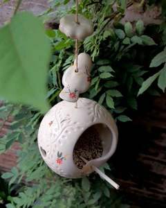 Kuş şekli ile çevre dostu seramik asılı <span class=keywords><strong>Hummingbird</strong></span> <span class=keywords><strong>Birdhouse</strong></span> el yapımı açık kuş evi - Product Image 5