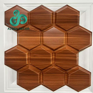 AISEN DECOR, venta al por mayor, hexágono Pvc 3D Diy, panel de pared impermeable de grano de madera, diseño geométrico moderno para decoración del hogar - Product Image 2
