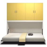 Nouveau design Gain de place avec étagère de rangement cachée Lit de rangement pliable en bois King size Lit escamotable