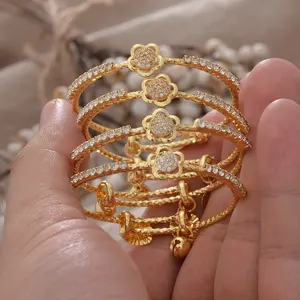 France Luxury Gold Color Bangles For Baby Dubai Bridal African Bangles Bracelets Child Party Gift