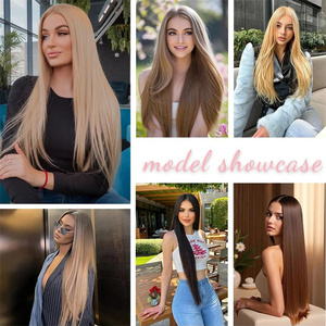 Extensions de cheveux synthétiques non-Remy de 26 pouces, 150g, lisses comme des baguettes, doux, couleur <span class=keywords><strong>blond</strong></span> piano 27-613, pour cheveux bruns naturels, tissage à la machine - Product Image 4