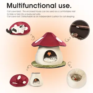 Cama de Gato autocalentable para mascotas, cama de mascota con forma de seta de uso multifuncional - Product Image 3