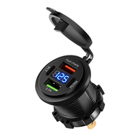 Chargeur de voiture et moto 12V/24V double PD QC3.0 USB avec voltmètre, adaptateur de prise de courant étanche pour voitures, camions et motos