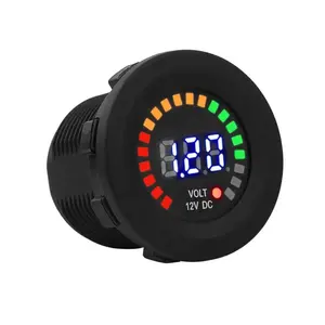 Voltmeter LED Digital sepeda motor mobil, Voltmeter warna-warni 12 v-24 V