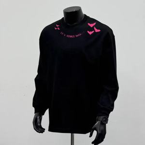 T-Shirt Oversize Personalizzata XINRUI con Grafica di Pipistrelli, Manica Lunga, Design a Farfalla Multicolore, Stile Hip Hop Unisex Streetwear, 220 Grammi - Product Image 3