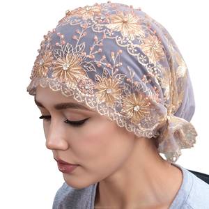 Última Moda 2026: Pañuelo Instantáneo Gele Elegante de Color Liso con Encaje, Ecológico y Transpirable para Mujer (Vestido de Casa) - Product Image 2