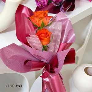 Nouveau design, papier d'emballage pour fleurs, surface nacrée, 49 cm * 5 m/rouleau, film plastique brillant pour emballage de fleuristes - Product Image 6