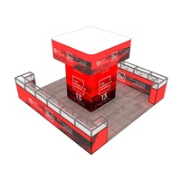 Vitrine d'exposition rétroéclairée portable et durable en aluminium avec support en acrylique verrouillable 20x20 pour stand d'îlot, exposition, stand d'exposition commercial