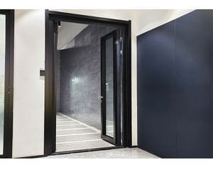 现代铝合金铝玻璃摇摆平面设计法国门框黑色门 - Product Image 4