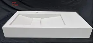 SHIHUI 중국 공장 직접 가격 핫 세일 주문을 받아서 만들어진 백색 인공 세면대 싱크대 돌 석영 화장대 최고 욕실 싱크