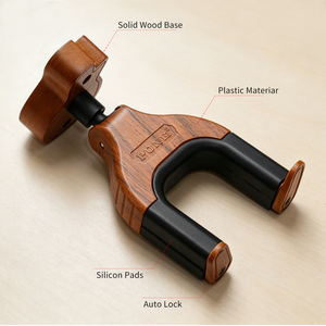 Soporte de Pared para Guitarra con Forma de Guitarra, de Madera Maciza, con Bloqueo Automático y Logotipo Personalizado, con Soporte para Púas, para Guitarra Acústica, Eléctrica y Bajo - Product Image 5