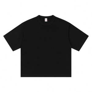 Haute qualité taille européenne 270 grammes Super goutte épaule Triple aiguille coton lourd col rond ample grande taille boîte t-shirt - Product Image 1