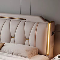 Ensemble de lits doux pour chambre à coucher, style princesse simple, design italien haut de gamme 2026, avec cadre double en pin et revêtement en cuir réglable