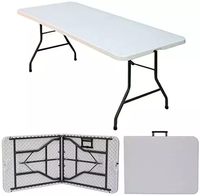 Tables pliantes en plastique légères pour l'extérieur Tables de pique-nique de camping Connecteur blanc Pièce d'emballage Table pliante