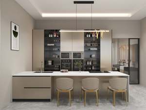 Juego de Isla de Cocina Moderna SANTOPOVA con Encimera de Mármol y Patas de Metal Dorado - Product Image 2