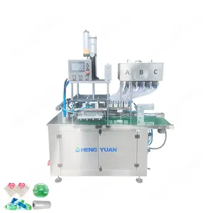 Automatic Pressing-on Type Three (3) Chambers PVA Water-Soluble Film Pod Packing Machine For Laundry Detergent